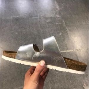 Naot two strap silver sandals